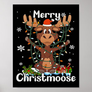 Poster Feliz Natal Luzes de Árvore do Mose de Natal