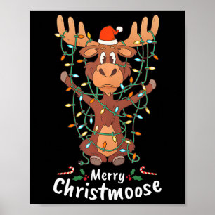 Poster Feliz Natal Luzes de Árvore do Mose de Natal