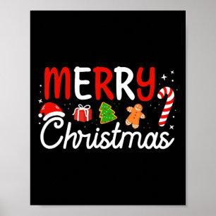 Poster Feliz Natal Luzes Santa Hat Família Xmas Homens W