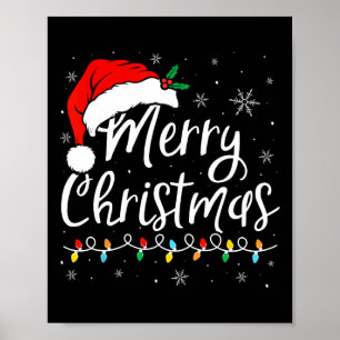 Poster Feliz Natal Luzes Santa Hat Matriz da Família Xmas