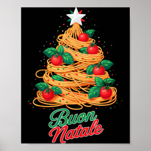 Poster Feliz Natal Macarrão Espaguete Italiano Festa Nata
