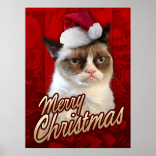 Pôster Feliz Natal mal-humorado do gato