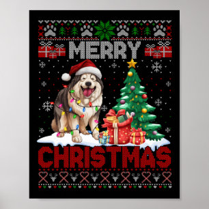 Poster Feliz Natal - Malamute Dog Lover Ugly Xm