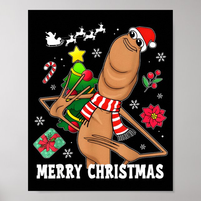Poster Feliz Natal Marcus The Worm Divertido Meme Desenfr (Frente)