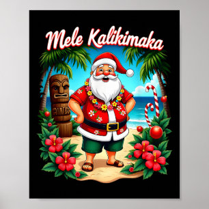 Poster Feliz Natal Mele Kalikimaka Trocal Havaiano Papai 