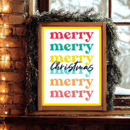 Poster Feliz Natal Moderno Limpo Colorido Amarelo Branco