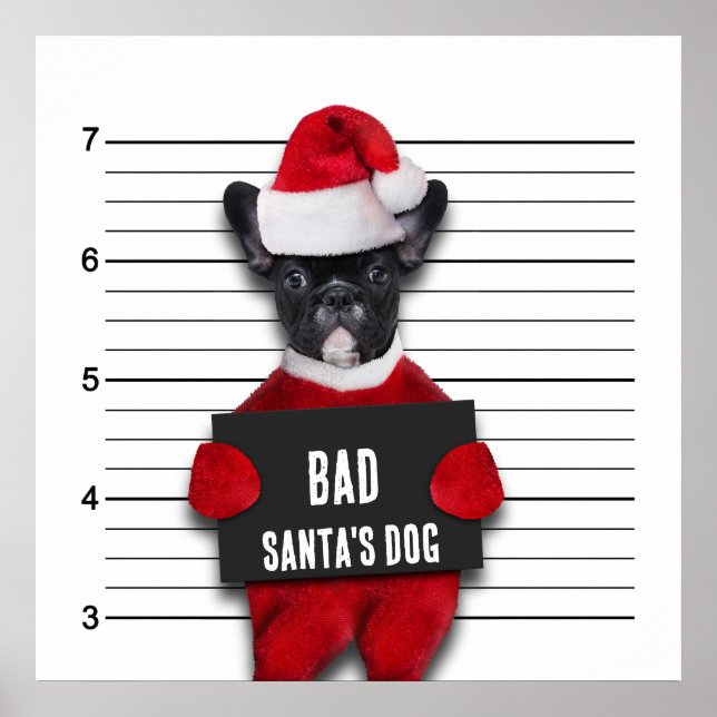 Poster Feliz Natal Mugshot Papai noel Mau Cão (Frente)