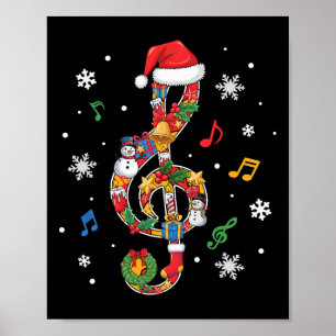 Poster Feliz Natal Nota Musical Amante da Música Crianças