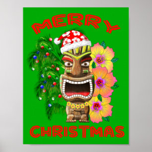 Poster Feliz Natal Papais noeis Engraçados Tiki