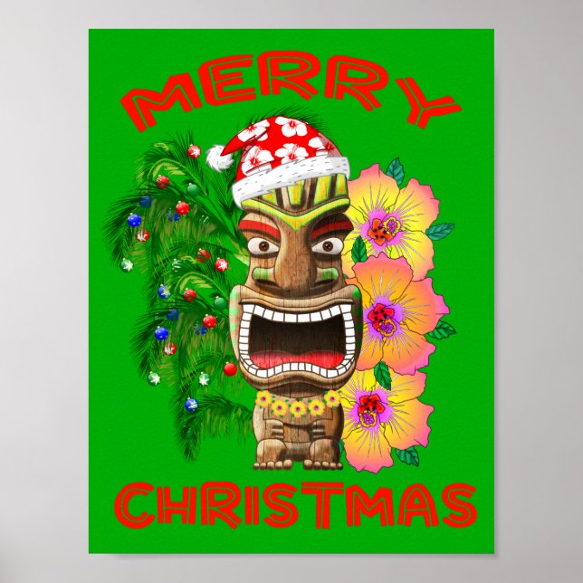 Poster Feliz Natal Papais noeis Engraçados Tiki (Frente)