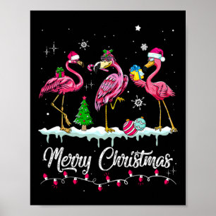 Poster Feliz Natal Papais noeis Flamingo Snow Xmas Pajam