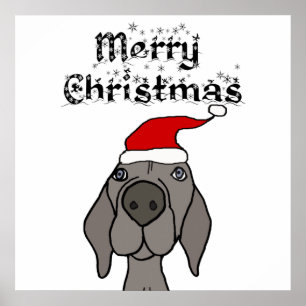 Poster Feliz Natal para o Cão do Weimaraner