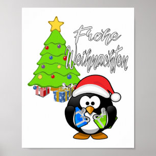 Poster Feliz Natal Pingüim Ideia de Presente de Natal