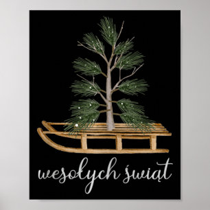 Poster Feliz Natal Polonês Wesolych Swiat Sled E Tre