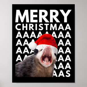 Poster Feliz Natal Possum Gritando Diversão Homens Mulher