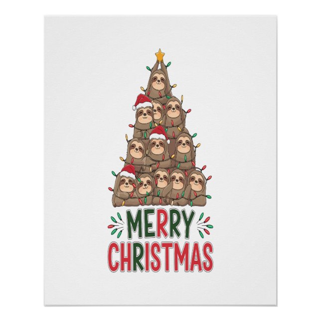Pôster Feliz Natal Preguiça Árvore (Frente)