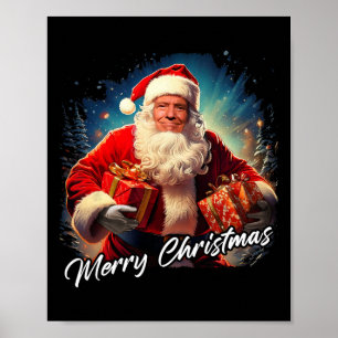 Poster Feliz Natal - Presidente Trump Papai noel Engraçad