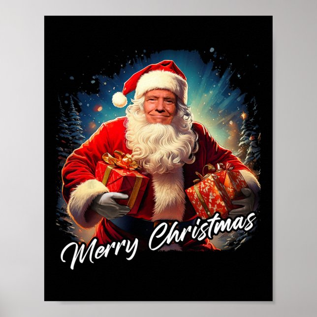 Poster Feliz Natal - Presidente Trump Papai noel Engraçad (Frente)