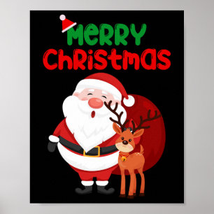 Poster Feliz Natal Reindeer Família Xmas 2024 Homens Mulh