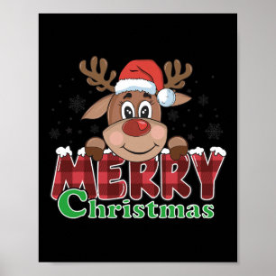 Poster Feliz Natal Reindeer Famílias Homens Mulheres