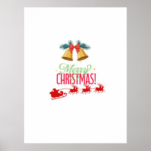 Poster Feliz Natal – Sininhos e Desenho do Trenó do Papai