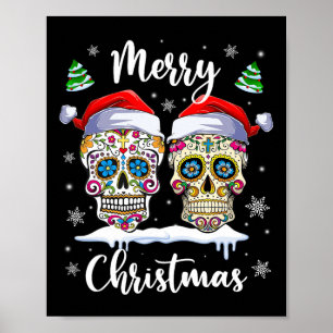 Poster Feliz Natal - Skull Santa Hat Family Xmas