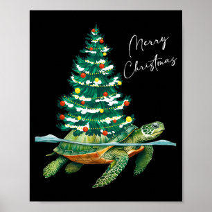 Poster Feliz Natal Tartaruga Marinha Luzes De Árvore De N