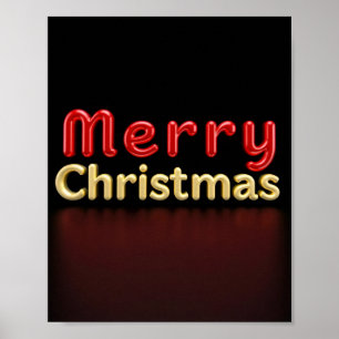 Poster Feliz Natal Tipografia Luxuosa Cartaz Papel 02