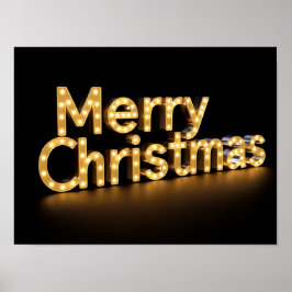 Poster Feliz Natal Tipografia Luxuosa Cartaz Papel H03