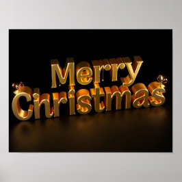 Poster Feliz Natal Tipografia Luxuosa Cartaz Papel H08