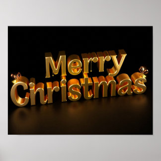 Poster Feliz Natal Tipografia Luxuosa Cartaz Papel H08