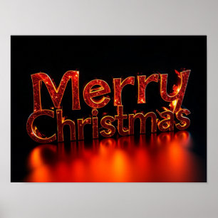 Poster Feliz Natal Tipografia Luxuosa Cartaz Papel H20