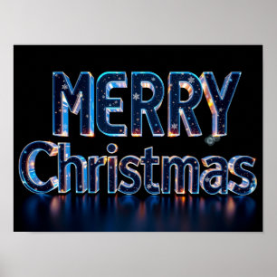 Poster Feliz Natal Tipografia Luxuosa Cartaz Papel H26