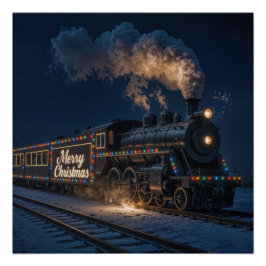 Pôster Feliz Natal Trem Vintage Na Neve