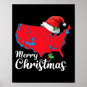 Poster Feliz Natal Trump Patriótico Mapa dos Estados Unid