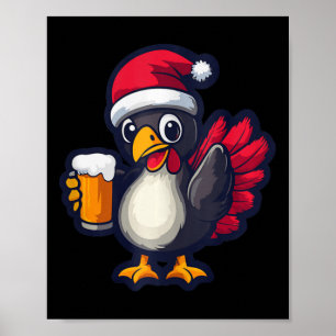 Poster Feliz Natal, Turca Animal Com Bicho De Cerveja