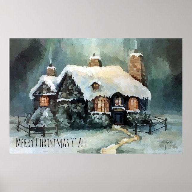 Poster Feliz Natal Y Todos Maravilhosos Noite de Inverno (Frente)
