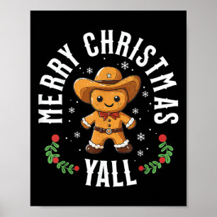 Poster Feliz Natal Yall Gingercake Cowboy Ocidental