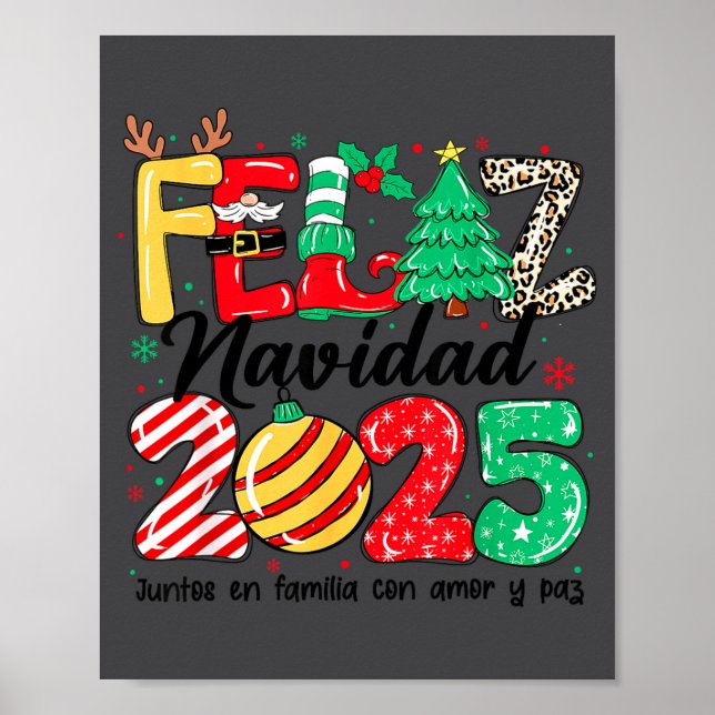 Poster Feliz Navidad 2025 Spanish Christmas Mexican Famil (Frente)