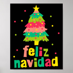 Poster Feliz Navidad Árvore de Natal Colorida Natal Espan