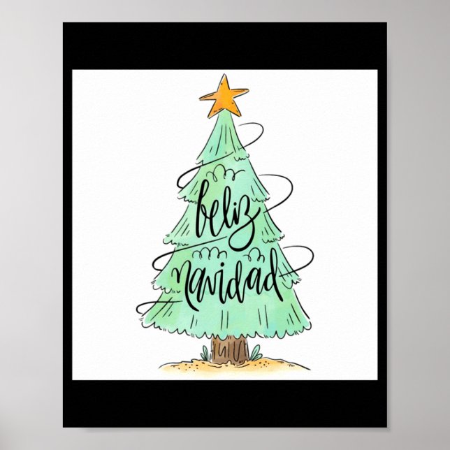 Poster Feliz Navidad Christmas Tree T Shirt  (Frente)