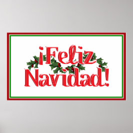 Poster Feliz Navidad Com Holly