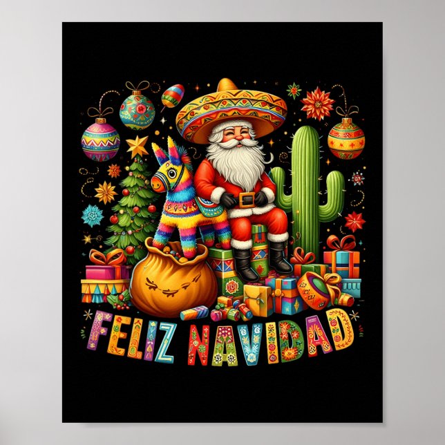 Poster Feliz Navidad Mexicana Engraçados Papais noeis De  (Frente)