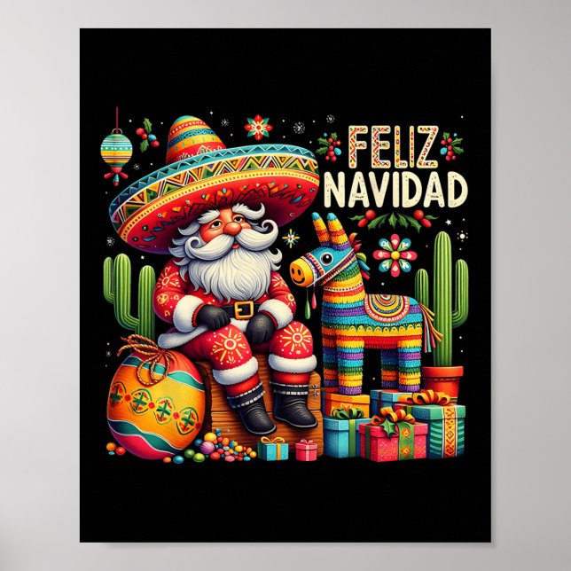 Poster Feliz Navidad Mexicana Engraçados Papais noeis De  (Frente)