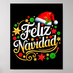 Poster Feliz Navidad Natal Espanhol Mexicano Xmas Feriado