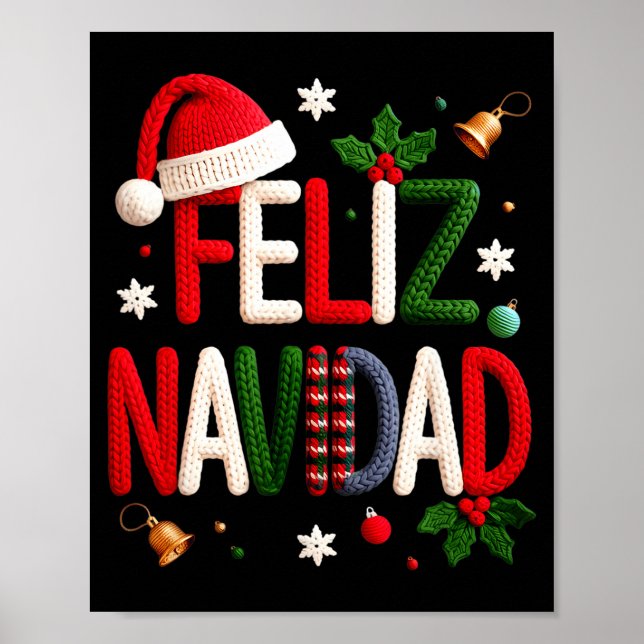 Poster Feliz Navidad Pajamas Spanish Mexican Christmas Bo (Frente)