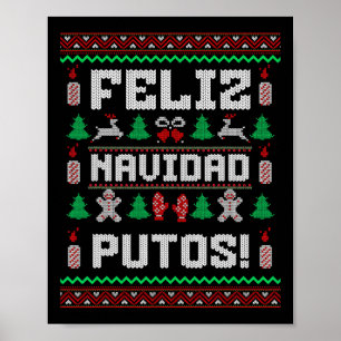 Poster Feliz Navidad Putos Camisola Divertida de Natal Me
