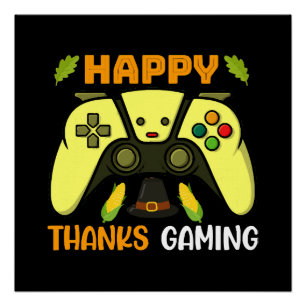Pôster Feliz Obrigado Jogos Divertidos