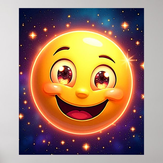 Poster Feliz Olhos Cósmicos Emoji (Frente)