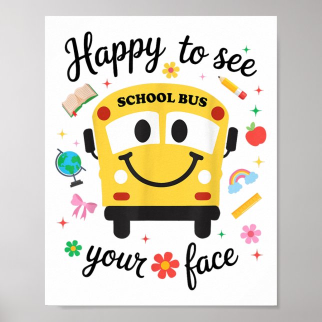 Poster Feliz Ônibus Escolar De Volta À Escola Para Crianç (Frente)